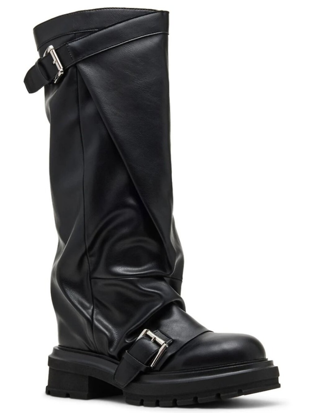 Madden Girl Restore Wide Calf Knee High Moto Boots Black Size 10 NWT